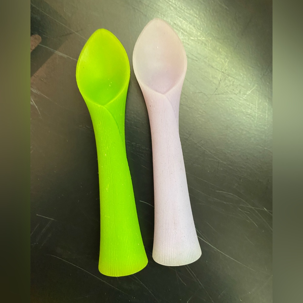 Silicone Baby Spoons - Neon Green & Pale Lavender
